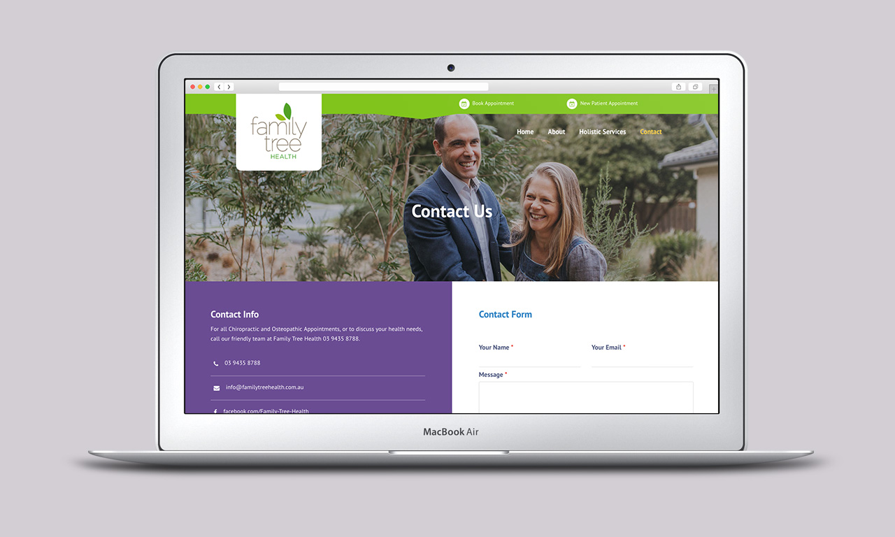 holistic care website homepage