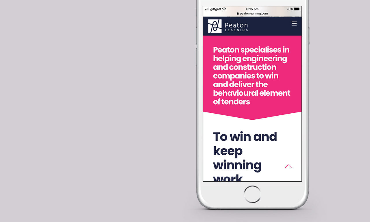 Peaton Learning - Website homepage on a mobile device