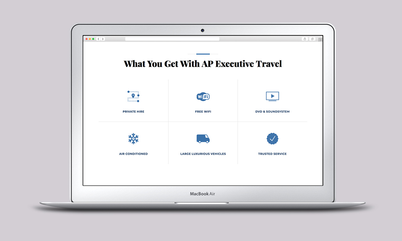 AP Executive Travel - Services - Wordpress design